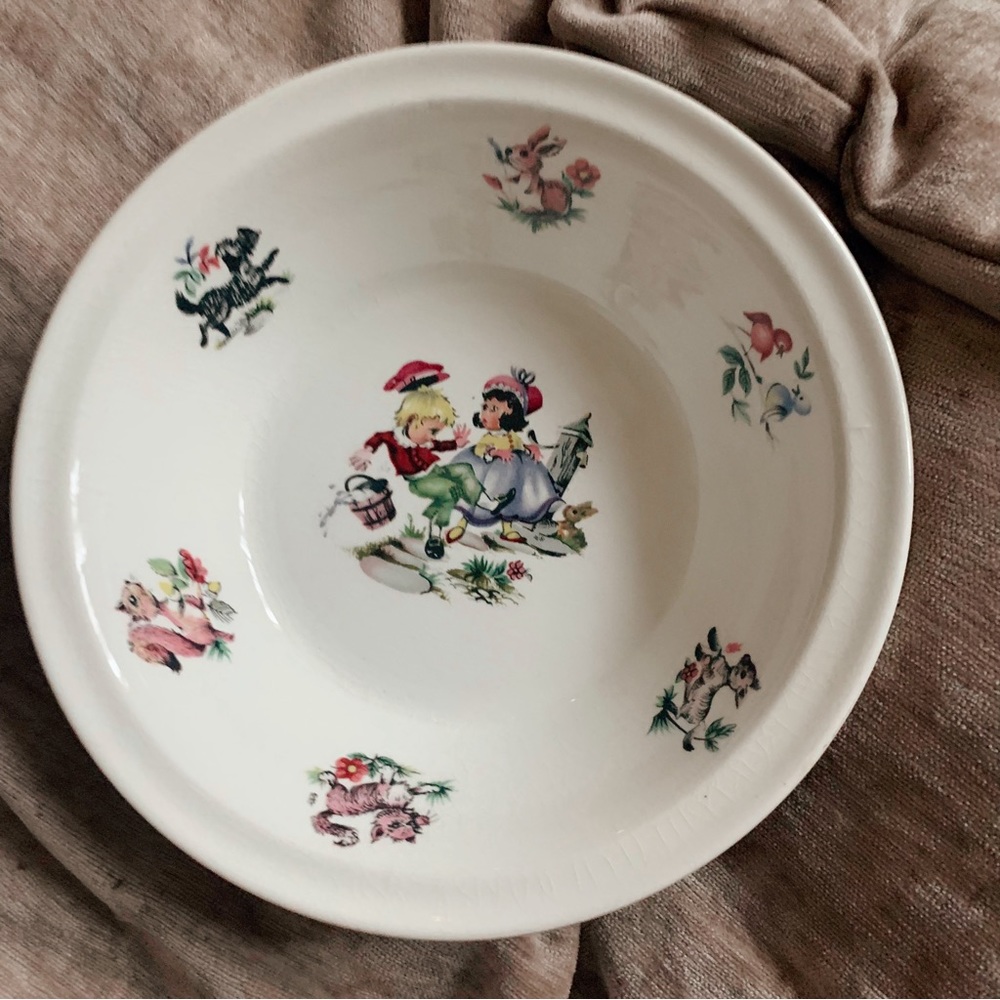 Vintage Arklow Ironstone Nursery Rhyme Themed Bowl, “Jack and Jill”